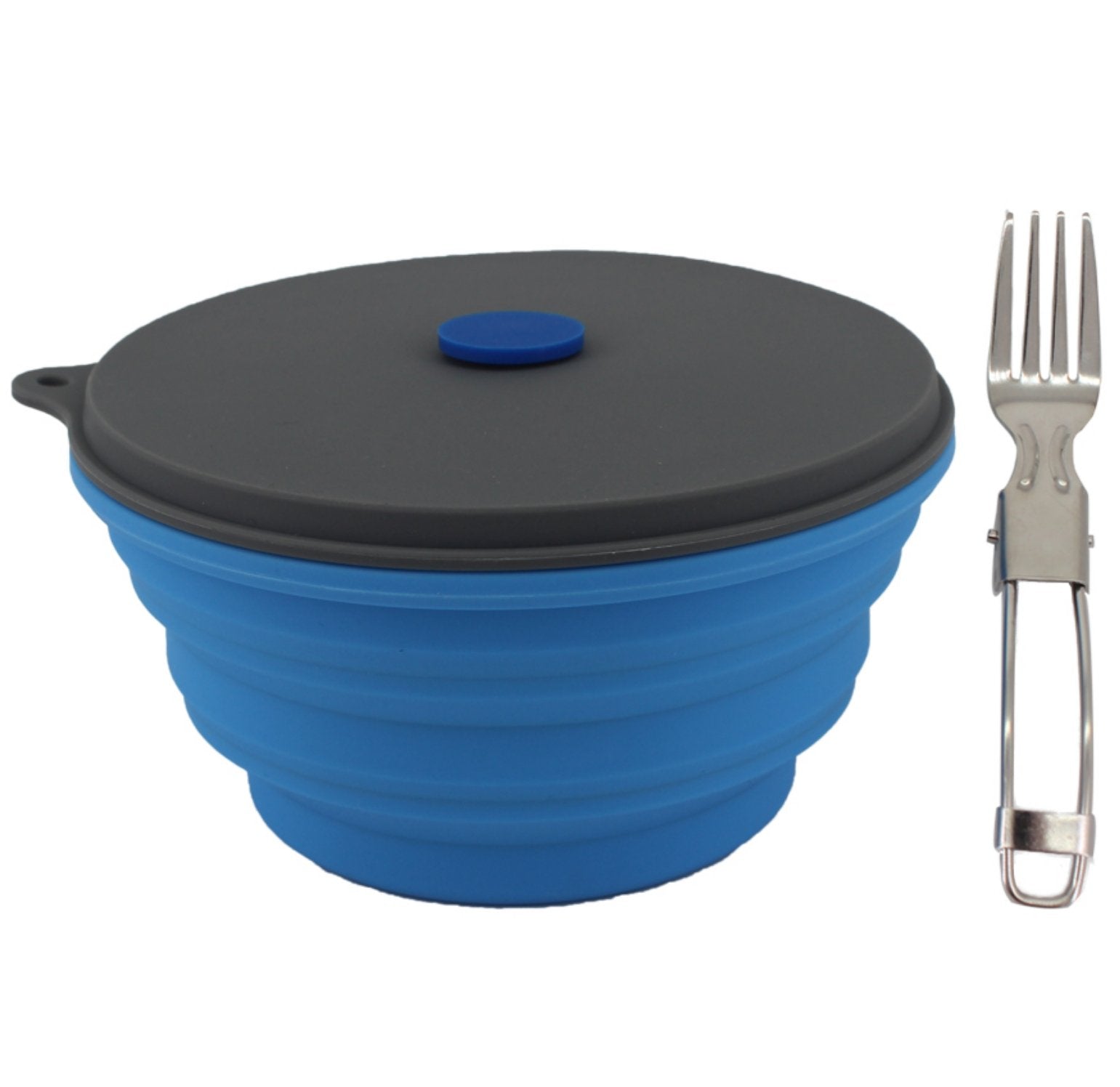 Mr. Peanut's 30oz Collapsible Silicone Camping Bowl with Lid &amp; Foldable Fork