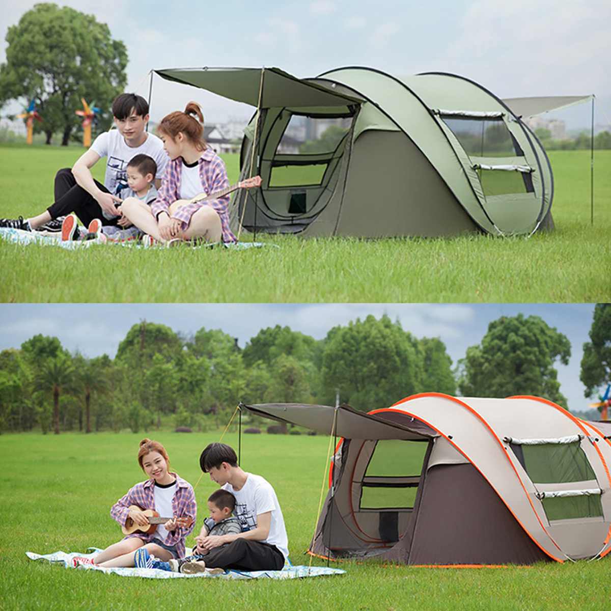 Large Capacity 4 to 5 Persons Automatic Pop Up Camping Tent - Sun of the Beach Boutique