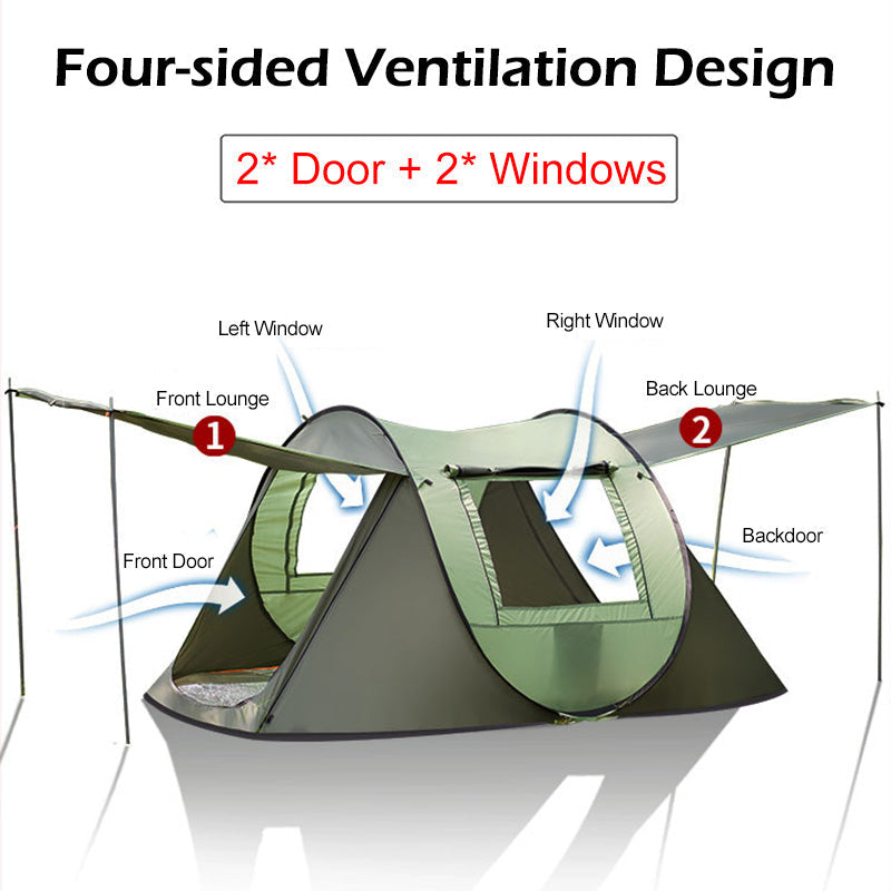 Large Capacity 4 to 5 Persons Automatic Pop Up Camping Tent - Sun of the Beach Boutique