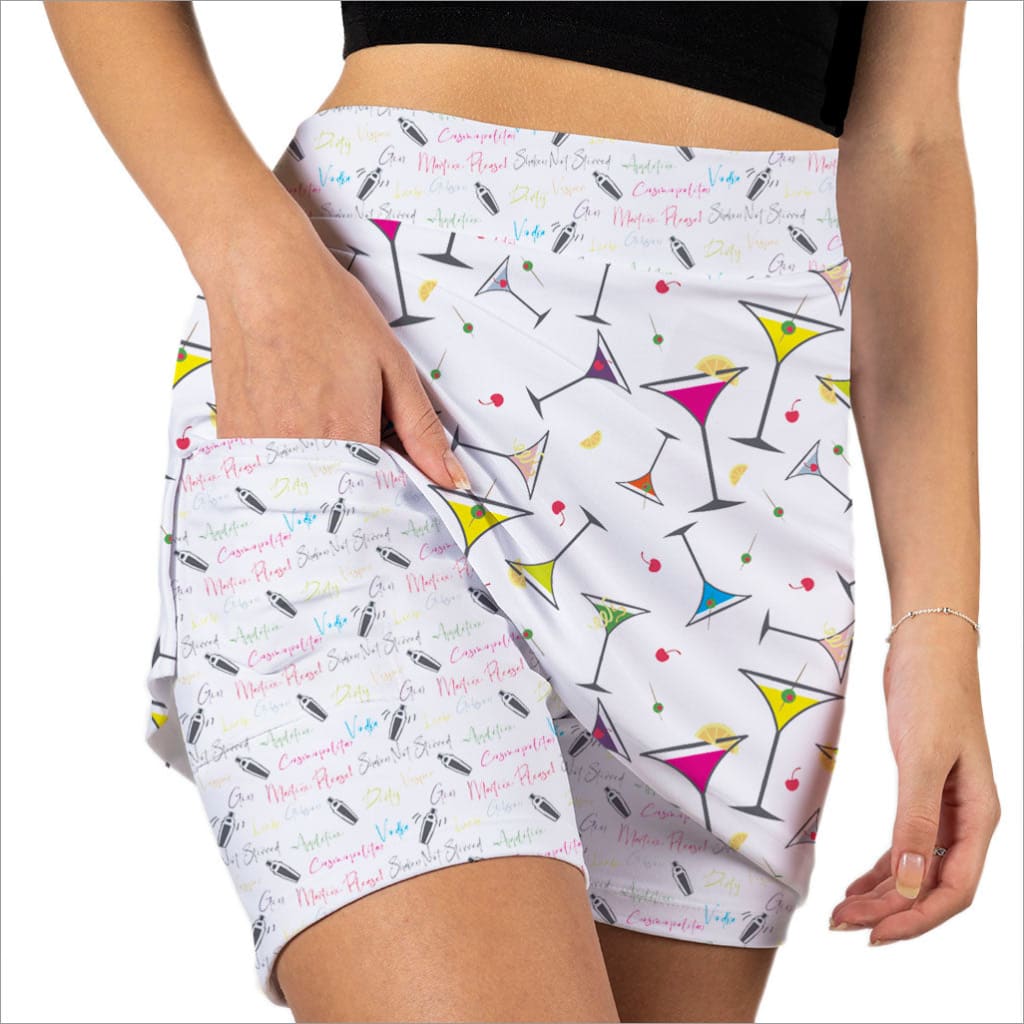 Shorts with cocktail glass pattern on a white background