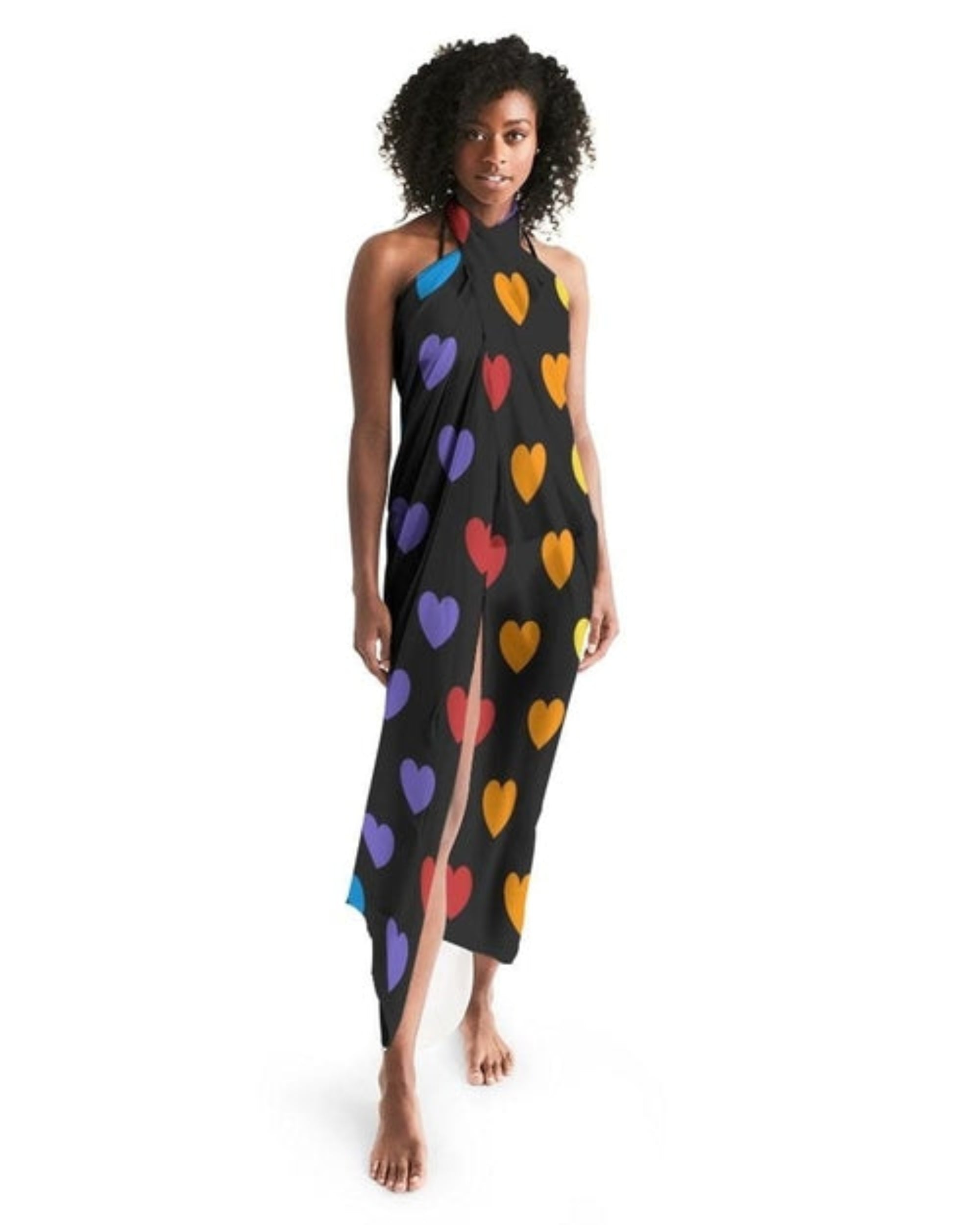Sheer Rainbow Heart Swimsuit Sarong