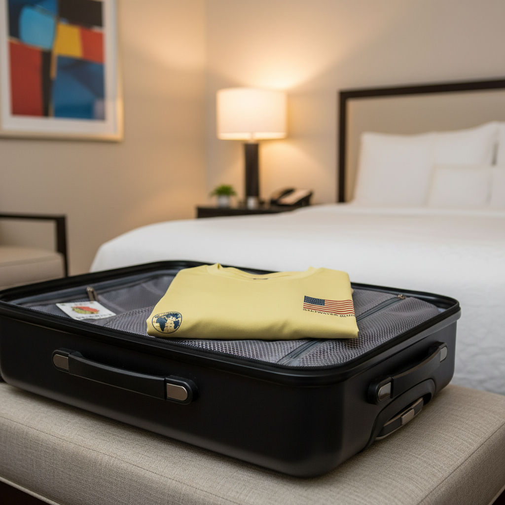 Yellow long-sleeve shirt with American flag and 'Saltwater Born' text on a white background