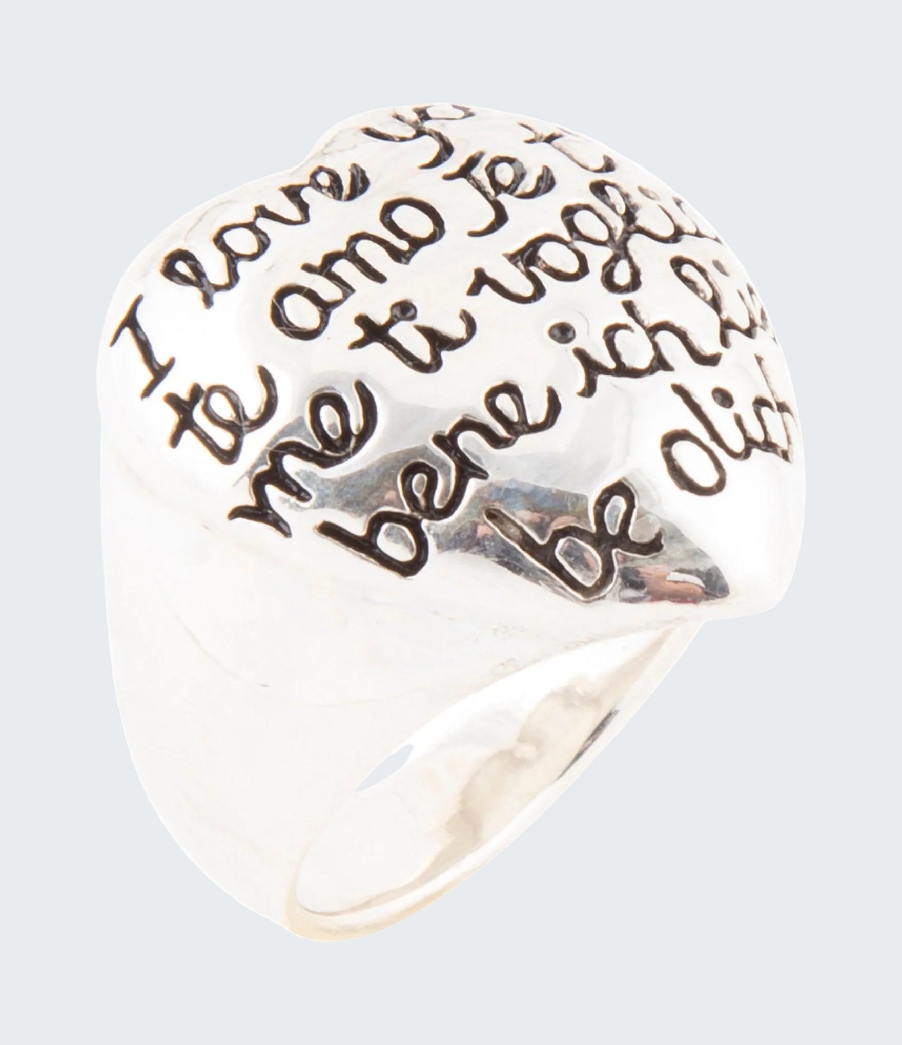 Ring with multiple languages on a white background