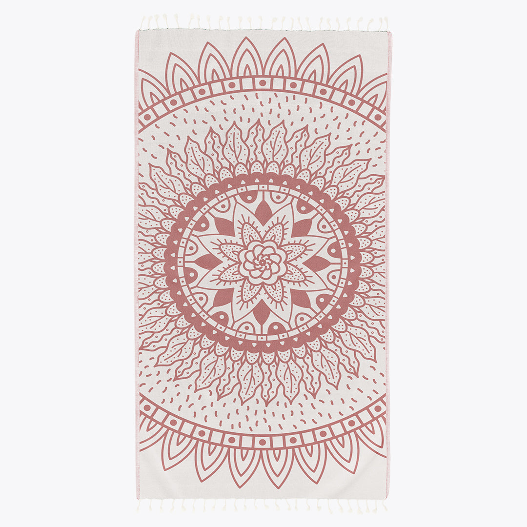 Feshka Sunflower Maroon Turkish Cotton Beach Towel