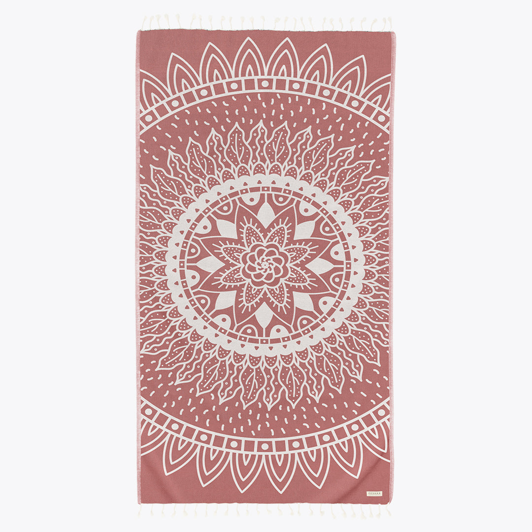 Feshka Sunflower Maroon Turkish Cotton Beach Towel