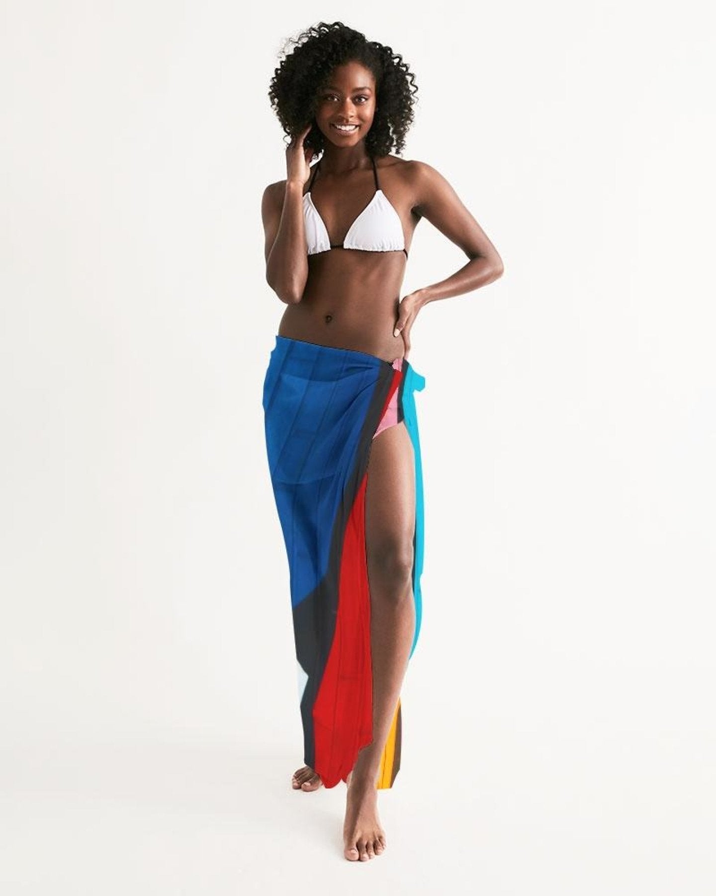 Sheer Colorblock Multicolor Swimsuit Cover Up
