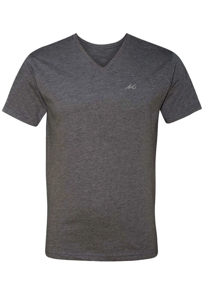Gray t-shirt with a logo on a white background