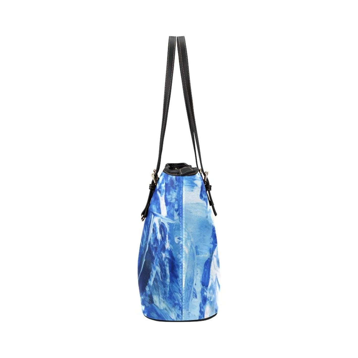 Blue And Black Swirl Pattern Leather Tote