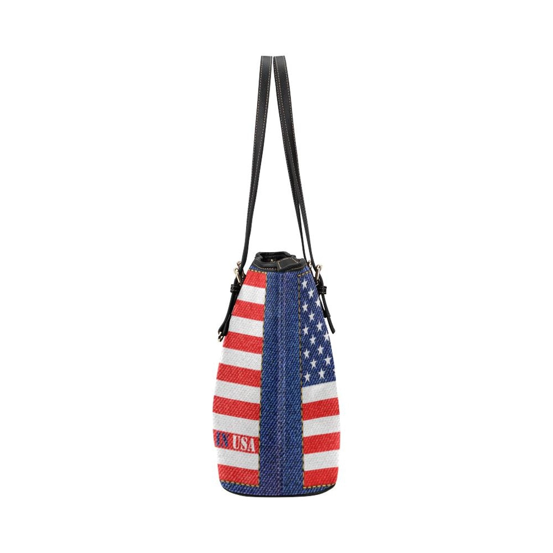 Stars And Stripes USA Flag Print Leather Tote