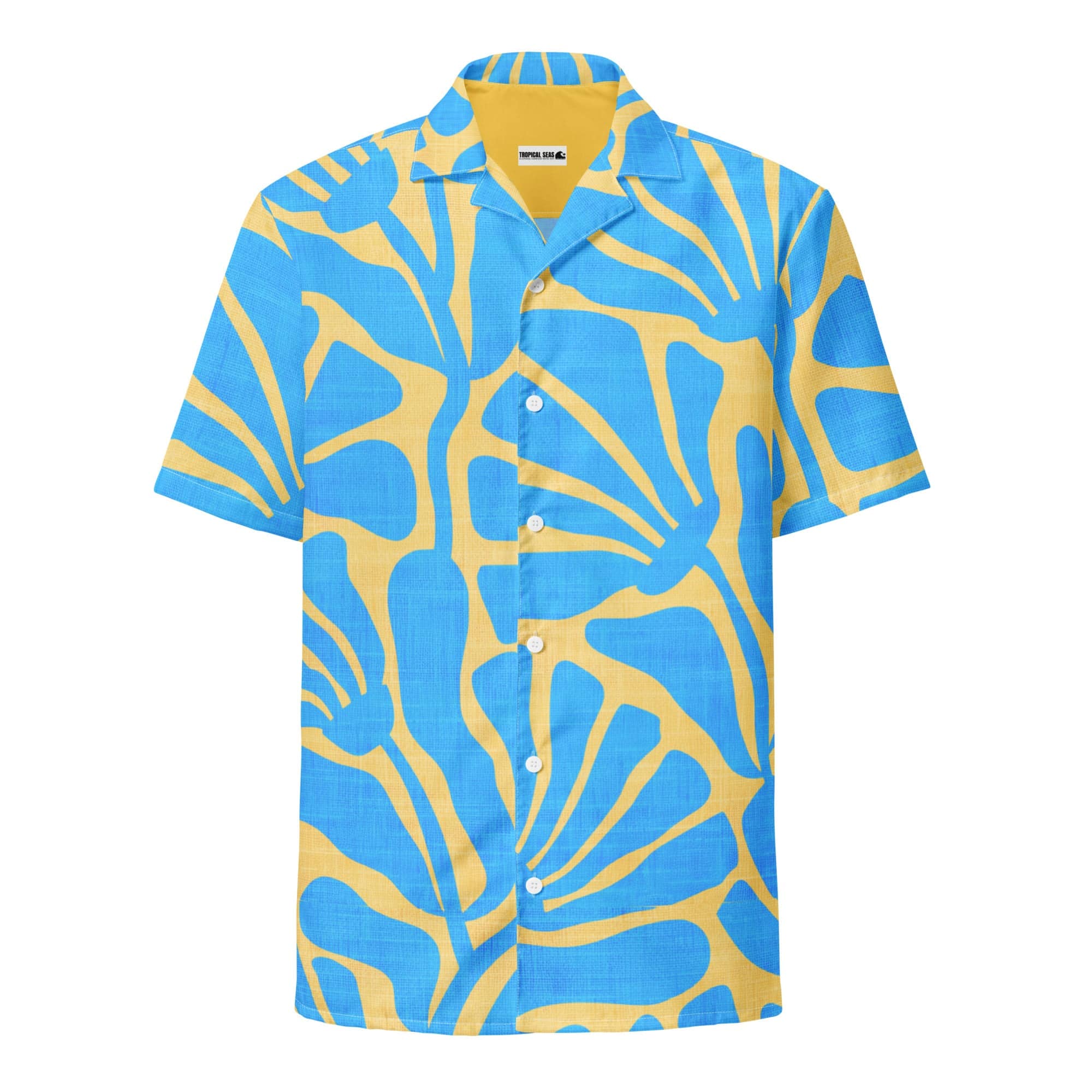 Men's Blue and Gold Ancient Floral Hawaiian Shirt
