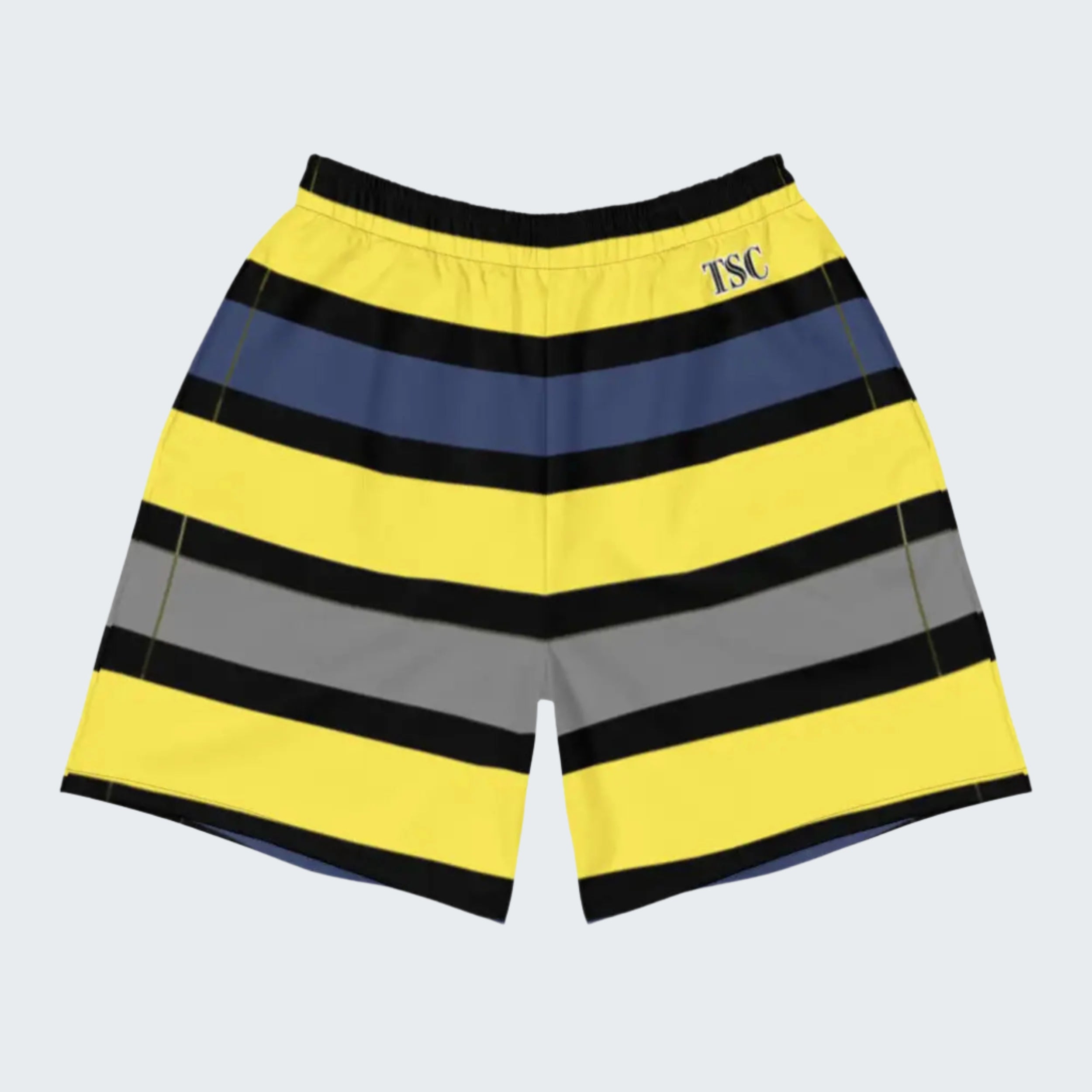 Men's Tropical Dark Blues and Yellow Long Shorts