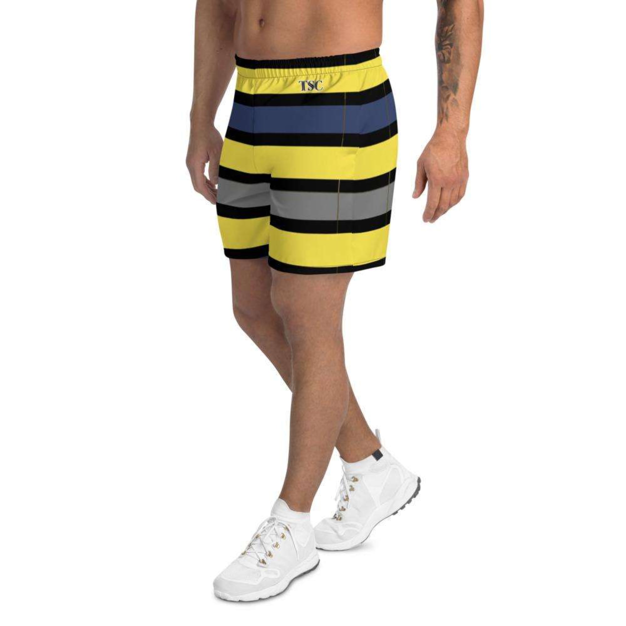 Men's Tropical Dark Blues and Yellow Long Shorts