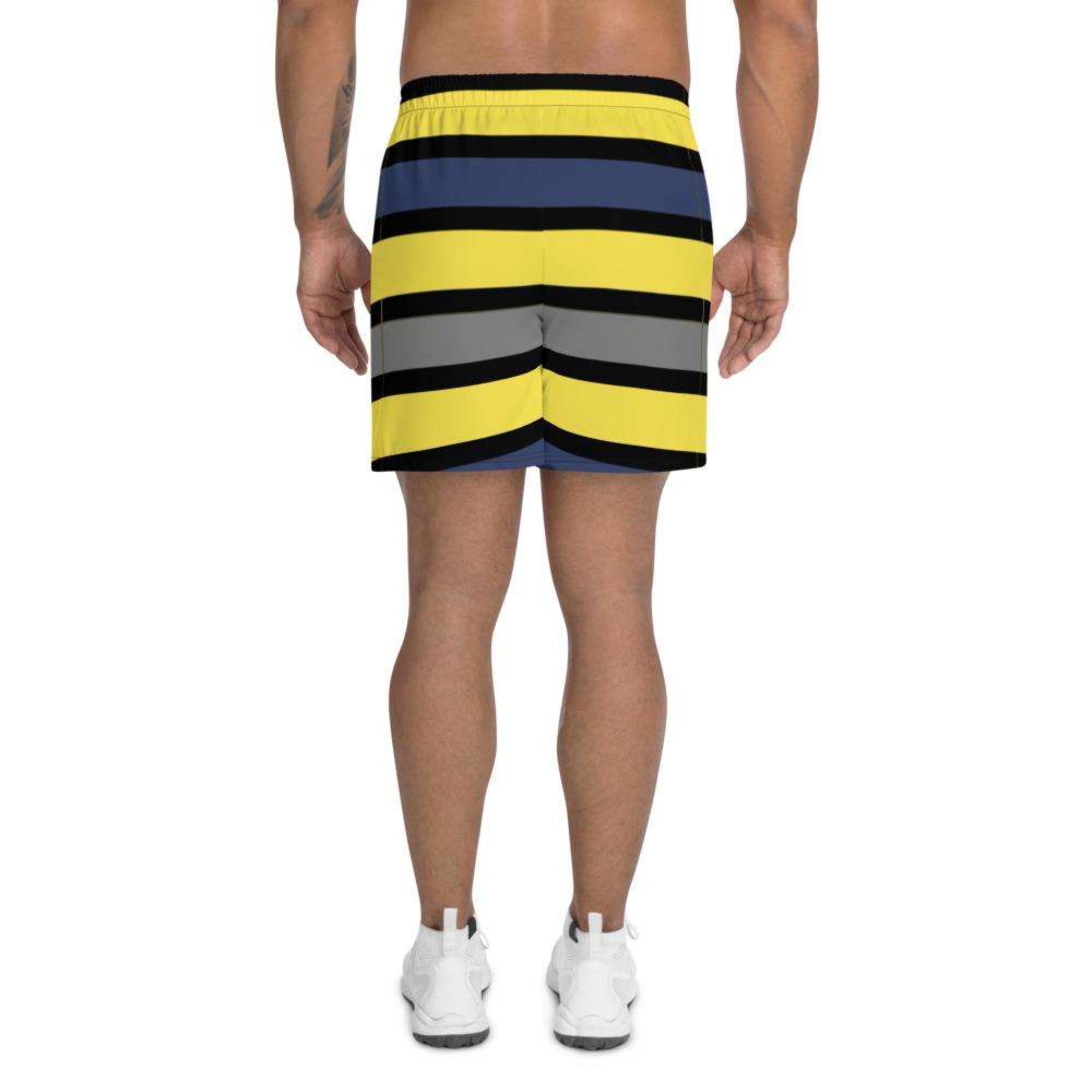 Men's Tropical Dark Blues and Yellow Long Shorts