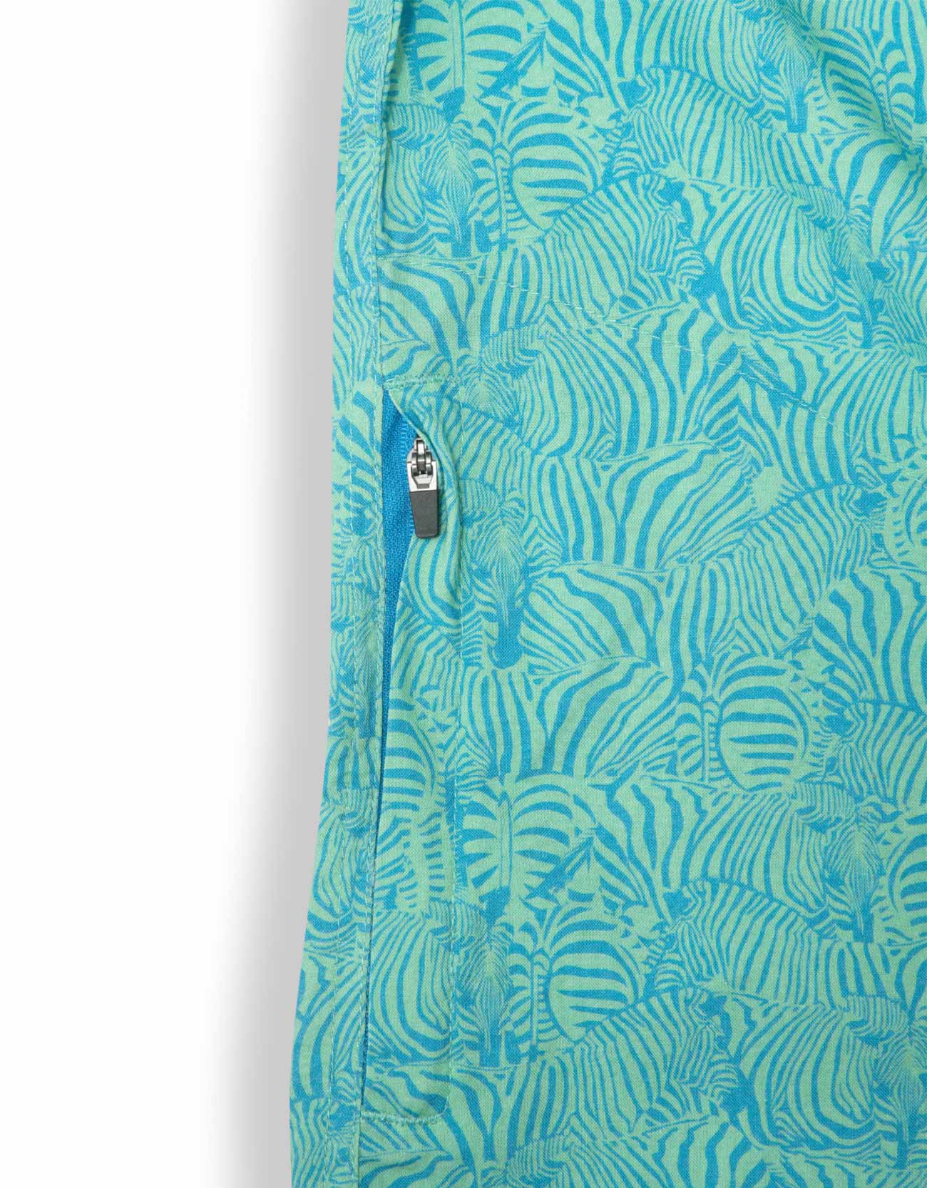 Too Many Lines Turquoise Zebra Button Up