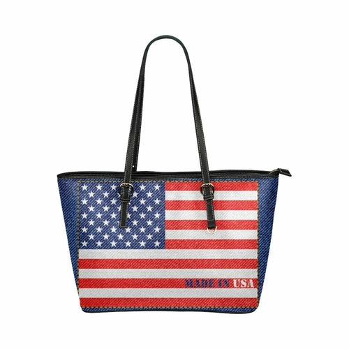 Stars And Stripes USA Flag Print Leather Tote