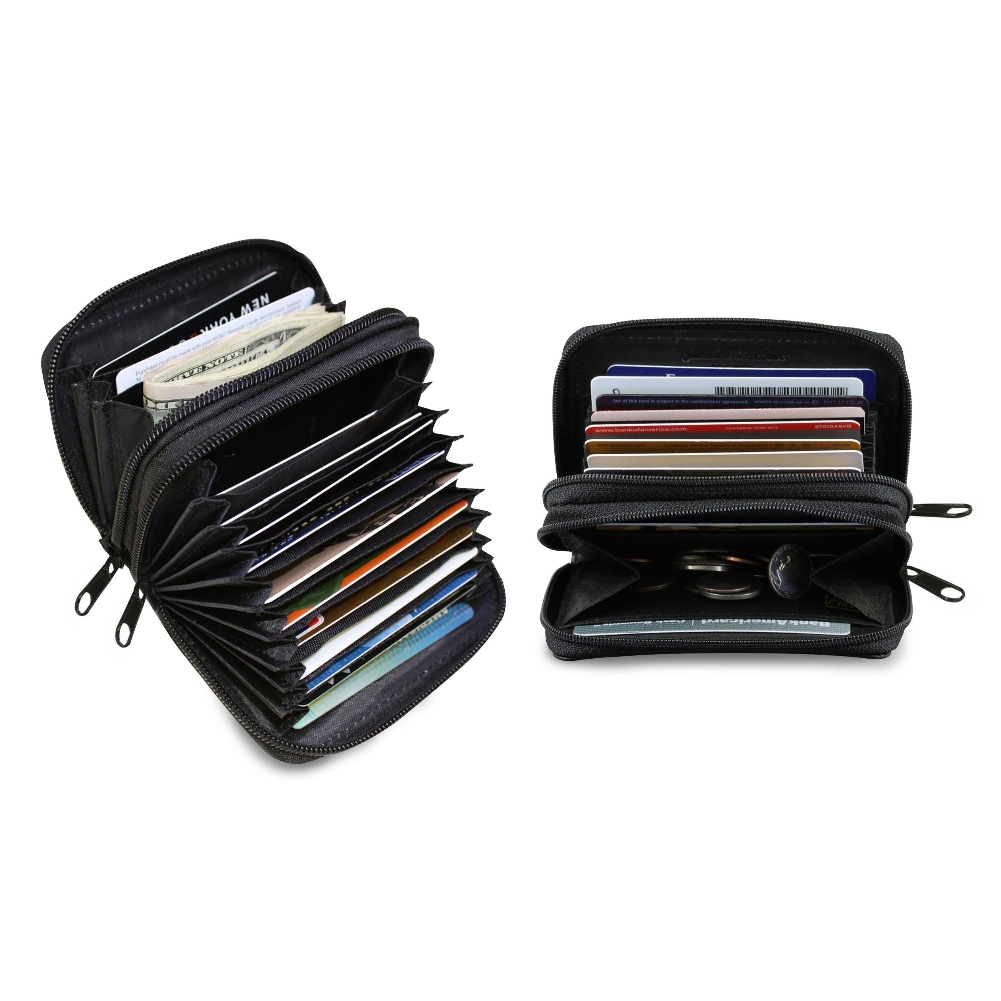 RFID Genuine Leather Credit Card Wallet for Women w/ ID Display Window