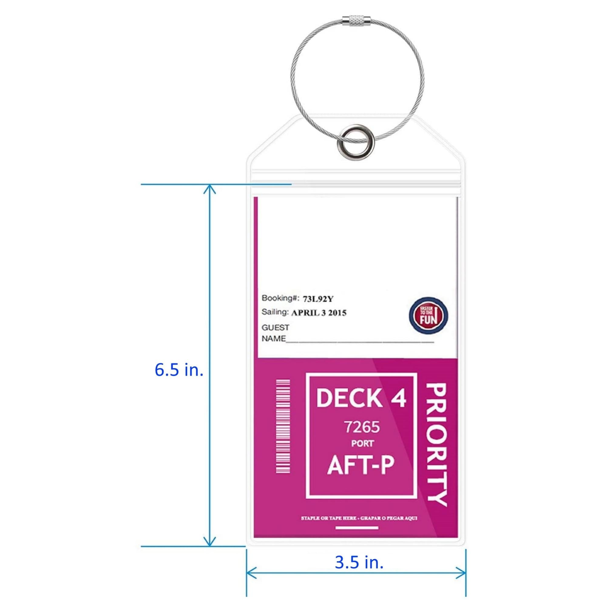 Cruise Luggage Tag Holder Zip Seal & Steel Loops