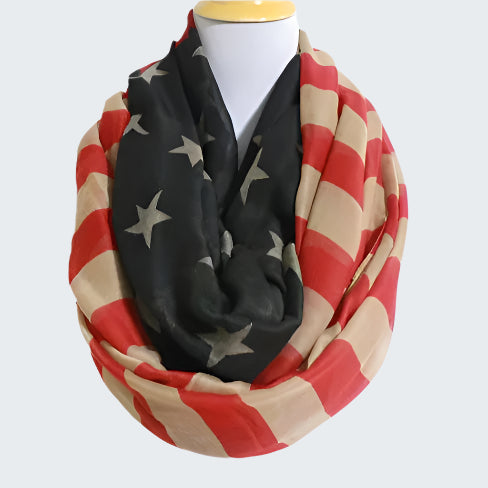 Vintage Inspired American Flag Infinity Scarf