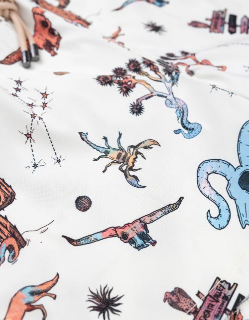 Illustrations of zodiac signs and astrological symbols on a white background