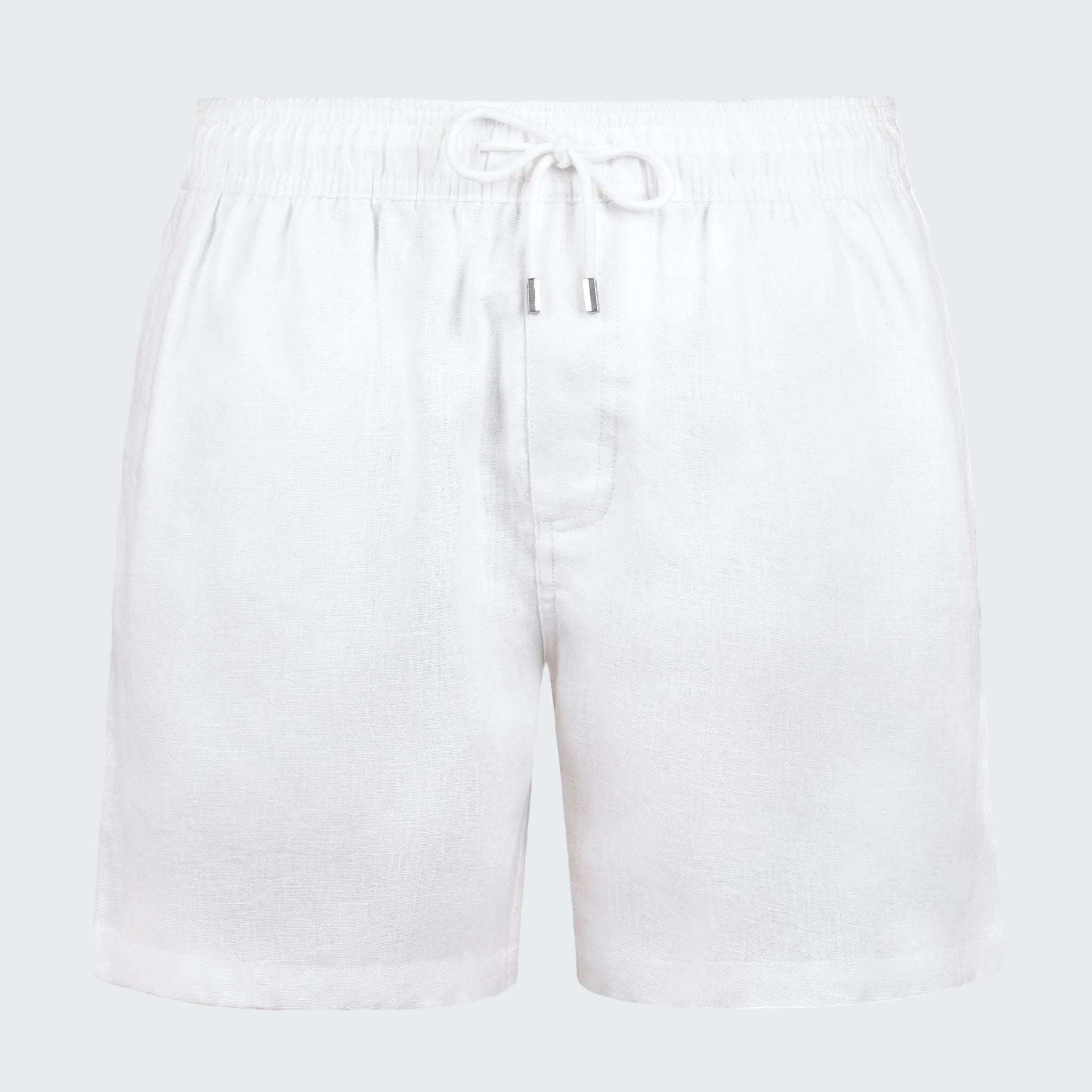 White shorts with drawstring on a white background