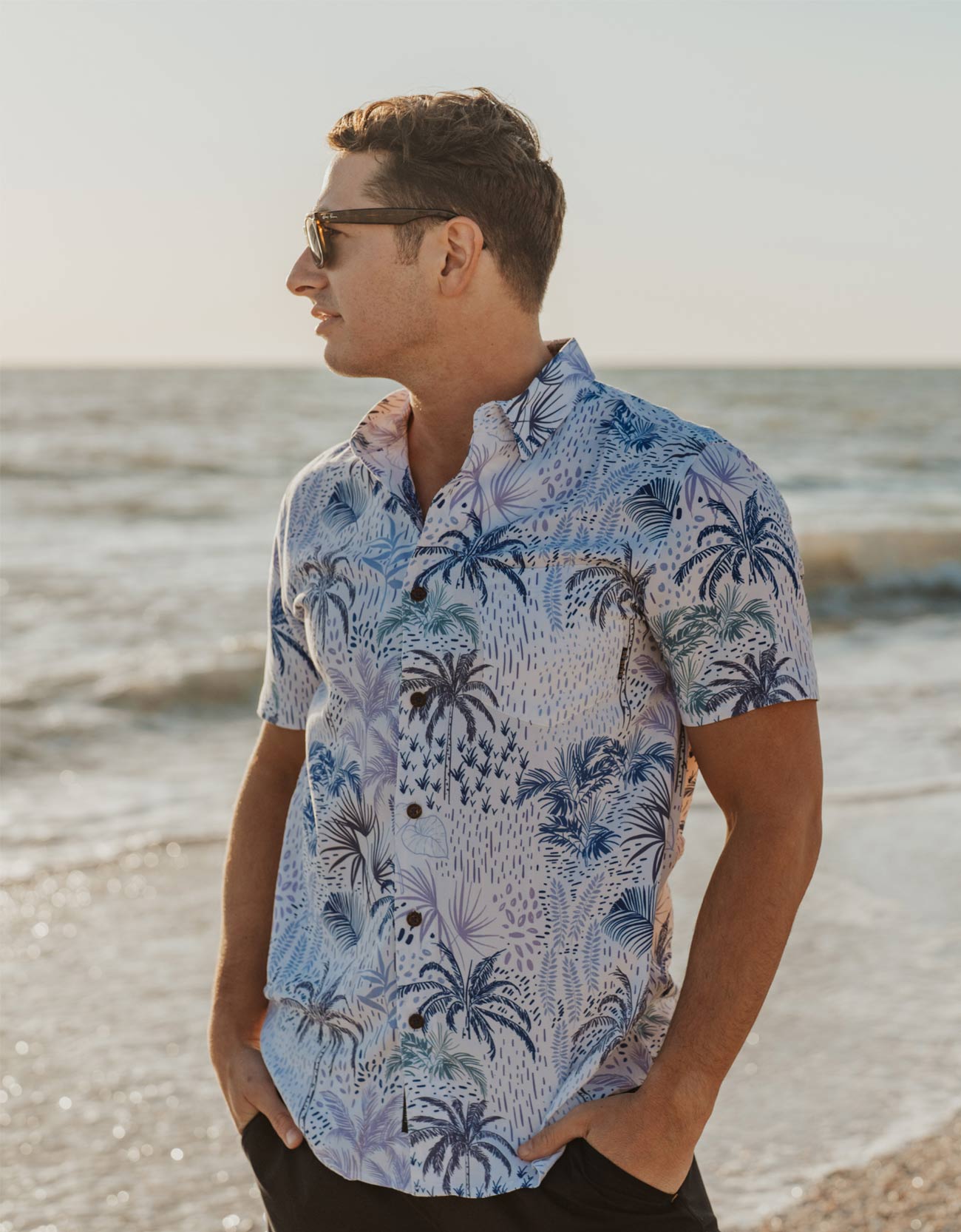 White Hot Tropics Nighthawk Button Up
