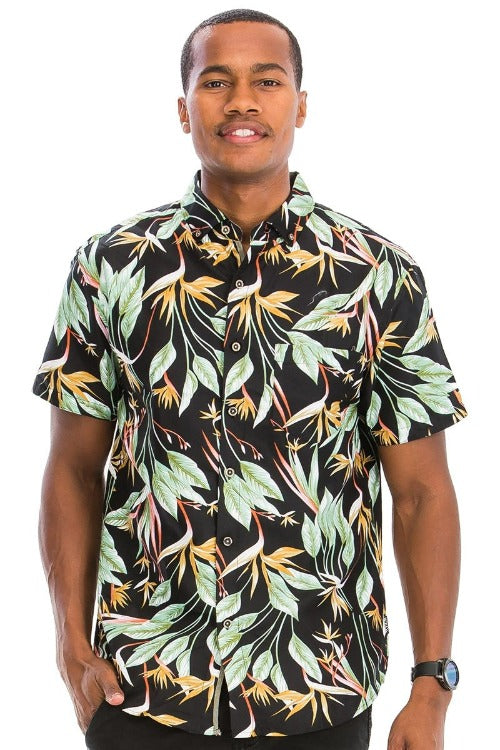 Hawaiian Print Button Down Shirt