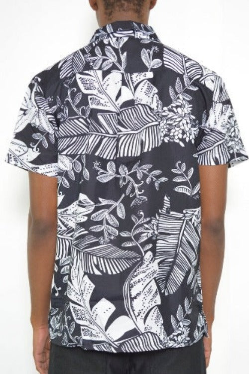 Black and White Palm Short Sleeve Shirt