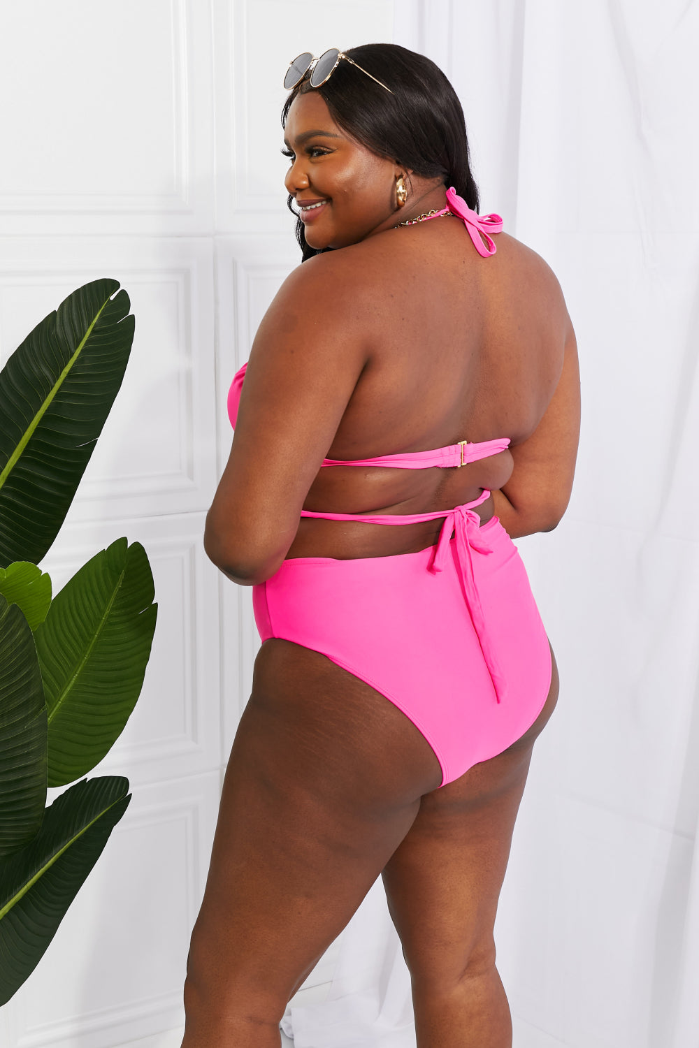 Marina West Swim Summer Splash Halter Bikini Set in Pink - Sun of the Beach Boutique