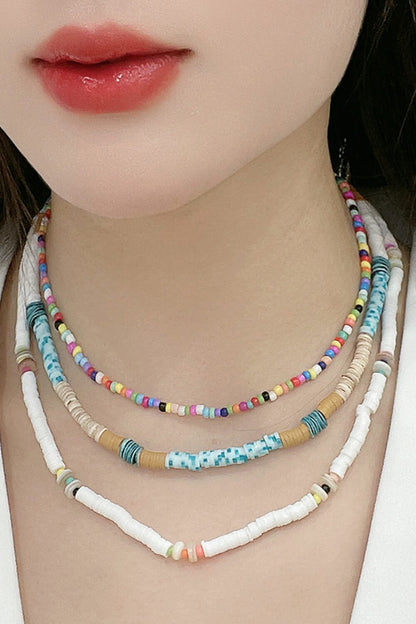 Multicolored Bead Necklace Three-Piece Set - Sun of the Beach Boutique