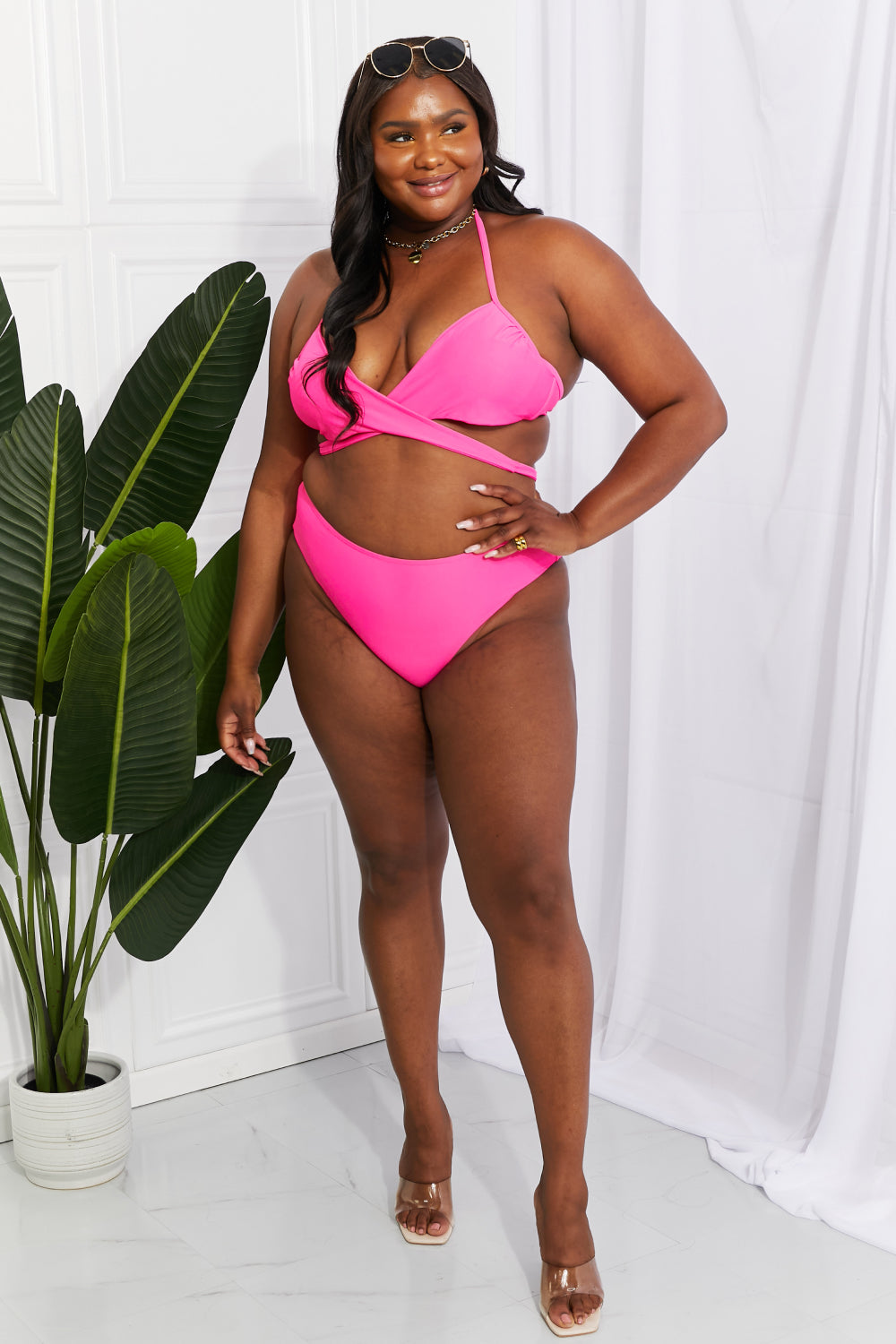 Marina West Swim Summer Splash Halter Bikini Set in Pink - Sun of the Beach Boutique