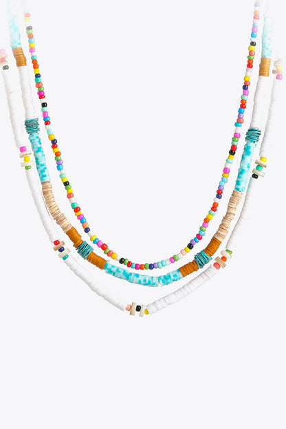 Multicolored Bead Necklace Three-Piece Set - Sun of the Beach Boutique