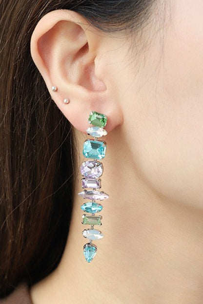 Multicolored Glass Stone Dangle Earrings - Sun of the Beach Boutique