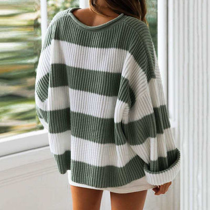 Elegant Color Blocked Knitted Loose Sweaters - Sun of the Beach Boutique