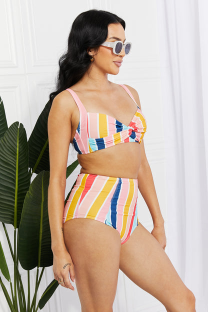 Marina West Swim Take A Dip Twist High-Rise Bikini in Stripe - Sun of the Beach Boutique